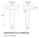 Avari Caroni 1TH Basin & Full Pedestal 600 x 400mm Avari Caroni 1TH Basin & Full Pedestal 600 x 400mm